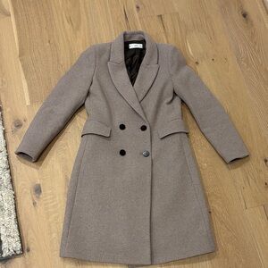 Mango Brown Double-Breasted Women's Coat